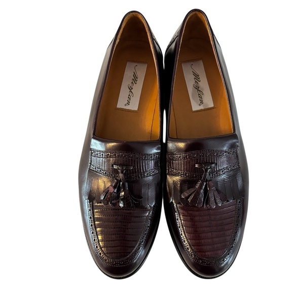 Mezlan Riva Loafers Men\'s Size 8 Burgundy Genuine Lizard Leather Kiltie Shoes main image 9